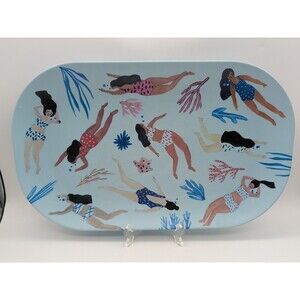 Prima Design Swim Print Bamboo Tray Melissa Wang Ocean Life Blue Summer Party